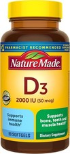 Nature Made Vitamin D3 2000 IU 50 mcg , Vitamin D Supplement Bone 90 Softgels