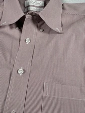 Roundtree & Yorke Gold Label Shirt Size 15.5 35 Red Stripe Pinpoint Fitted EZ