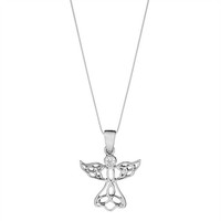 Silverly .925 Sterling Silber Zirkonia Engel Ausschneiden AnhäNger Halskette