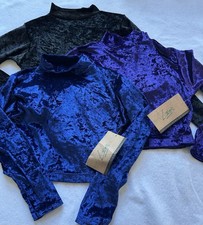 Vintage Long Sleeve Velvet Crop Dance Tops - See Description