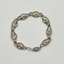 Coleman CCO Sterling & 12k Gold Tri Color Leaf Link Bracelet 7" (CP1018739)