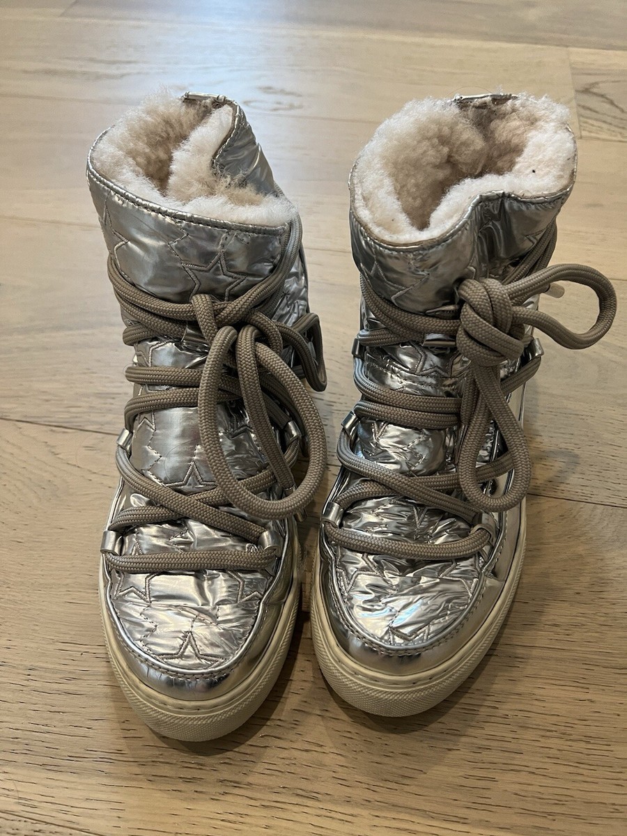 Inuikii Bomber Star Silver Metallic Womens Size Lined Winter Moon Boots  Rare