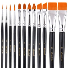 Bowitzki Face Paint Brush Set 12 pcs Artist Brushes for Halloween Face Painting
