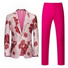 Men's Wedding Jacquard Suits 2PCS Jacket Pants Casual Formal Dress Party Blazer