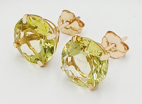 GENUINE 8.24 Cts PERIDOT STUD EARRINGS 14K GOLD - Free Appraisal Service - NWT - Picture 2 of 8