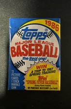 1986 Topps Baseball Cards, 1 Unopened Sealed Wax PACK From Wax Box, 15 Cards