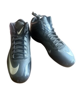 Nike Lunar Code Pro Mid Black & Silver Cleats Size 15