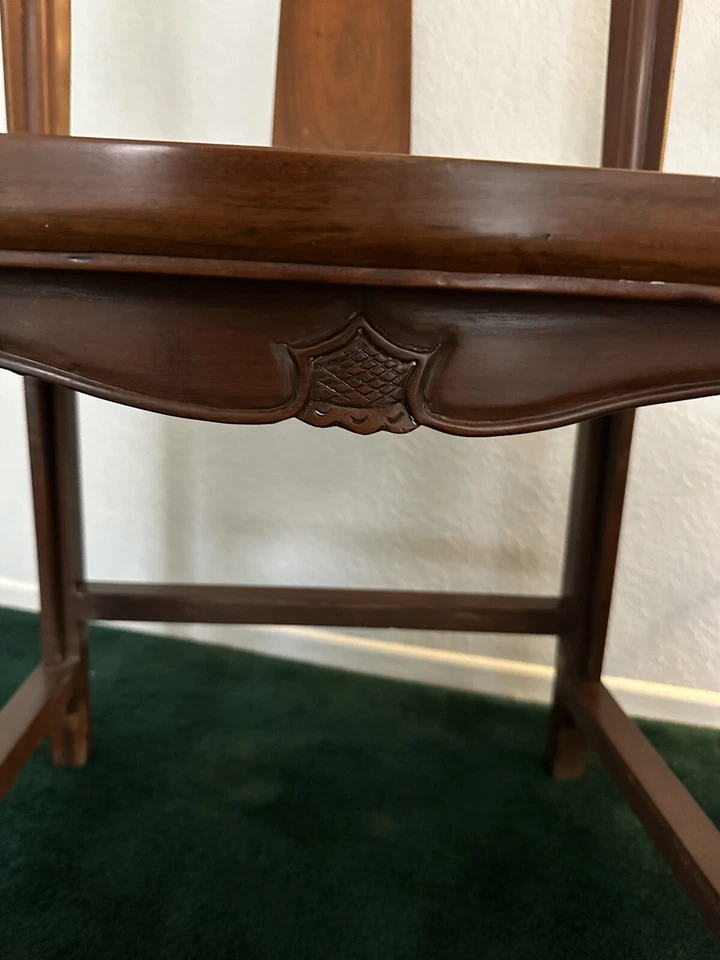 Vintage Chinese Ming Style Horseshoe Chairs w Red Paint - Image 4 of 4