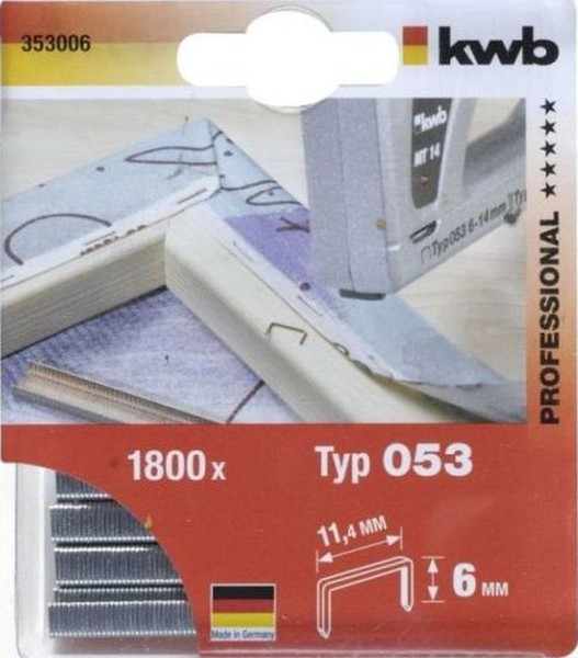 Kwb Klammern, 11,4 Mm Breit Typ 053/353 6 Mm KlammerhöHe, 1800 StüCk-image