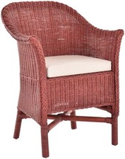 Rattansessel Bryan Esszimmersessel echtes Rattan mit Armlehnen (Bordeaux-Rot)