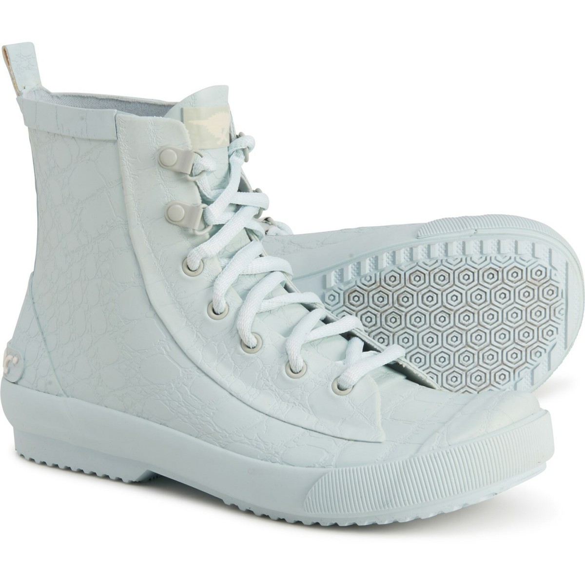 ROCKET DOG WOMEN'S WATERPROOF LACE-UP RAIN BOOTS PALE BLUE SIZE