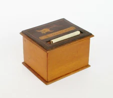 Antique lignum vitae and satinwood wooden cigarettes case dispenser. Collectible
