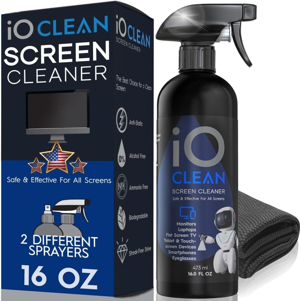 Limpiador de pantalla en aerosol (16,9 oz): el mejor kit grande para televisores LCD LED mate, teléfono inteligente