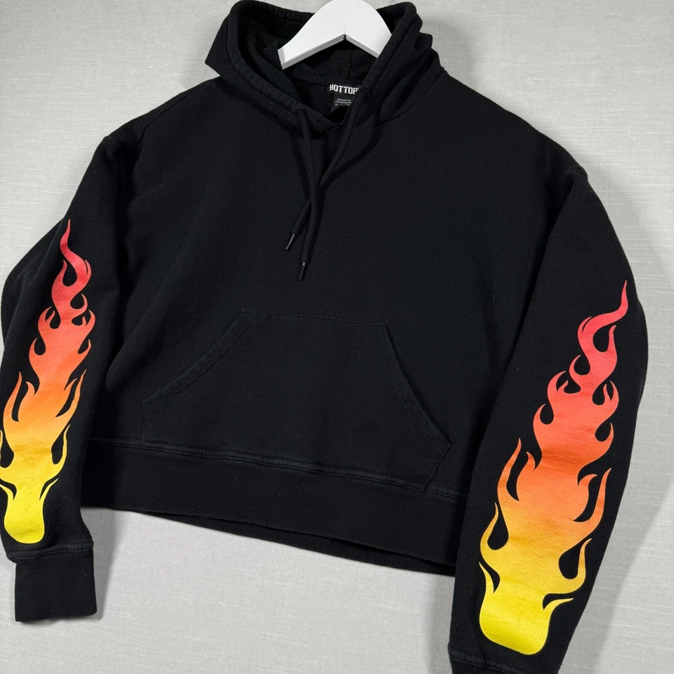 Hot Topic пуловер женщин маленький черный пламени эмо готики гранж панк толстовка с капюшоном Y2K - Изображение 2 из 4