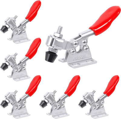 Ledoo 6Pcs Kniehebelspanner GH-201-A Horizontal Toggle Clamp 90 Kg /198Lbs Fassu