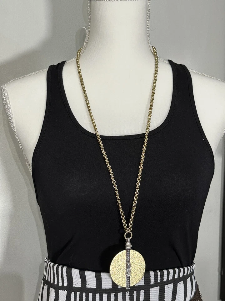 Colar medalhão ficha SILPADA pingente de cristal Swarovski medalhão de bronze assinado - Imagem 4 de 4