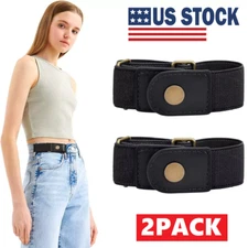 2× Buckle Free Elastic Invisible Waist Belt for Women Men for Jeans Shorts Pants