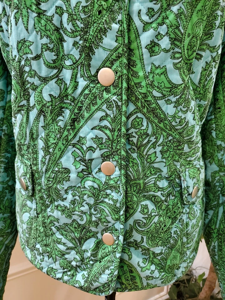 Chaqueta Charter Club Mujer Verde y Azul Algodón Manga Larga Botones Delanteros Talla XL Foto 4 de 4