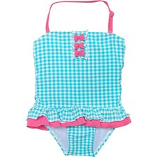 Tommy Bahama Kids 18M Infant Girl's Swimsuit Blue Gingham UPF 50 One-Piece C72