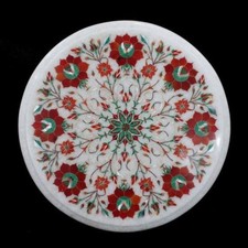 12" Marble corner Table Floral Inlay Work Home room Furniture and decor