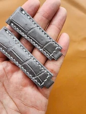 20/16mm Light Gray 100% Genuine Leather Skin Watch Strap Band,Quick Release