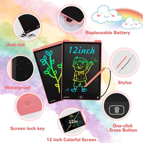 Newnaivete LCD Writing Tablet 12 Inch Toddler Doodle Board Colorful Drawing T... - Picture 3 of 9