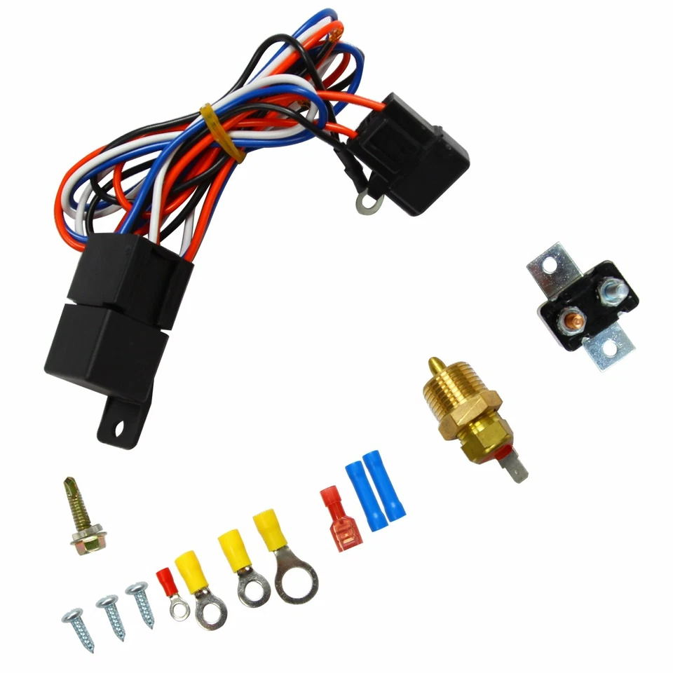 3/8" 175~185 Electric Engine Fan Thermostat Temperature Relay Switch Sensor Kit - Image 2 of 4