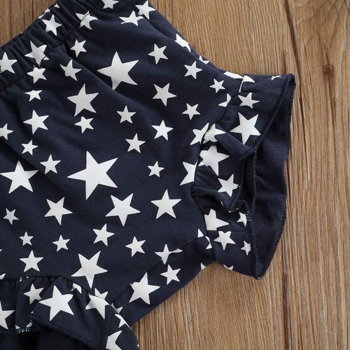 Newborn Baby Girls 3PCS 4th of July Outfit Tank Top Ruffle Shorts Headband - Picture 8 of 9