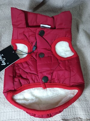 Joy Daog 2 Layers Fleece Lined Dog Jacket for Puppy Winter Cold Weather Soft Red