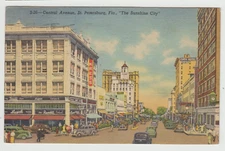 Central Avenue St. Petersburg, FL, Linen Postcard