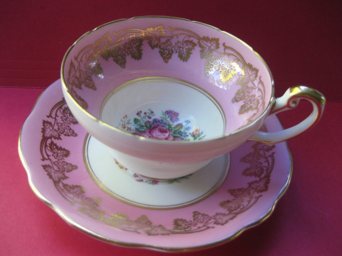 Bone China Tea Cup & Saucer 1850 EB Foley Pink White & Gold w