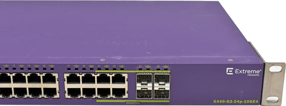 Extreme Summit X440-G2-24p-10GE4 24-Port PoE+ GE Switch 4+4 SFP/SFP+ Rack Ears - Image 3 of 4