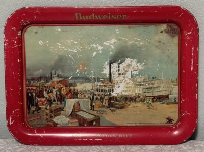 1914 Budweiser ''King of Bottled Beer'' Original 17 1/2'' x 12 3/4 Serving Tray