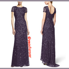 NEW Adrianna Papell Scoop Back Sequin Gown in Amethyst/Gunmetal [SZ 4 ] #M14