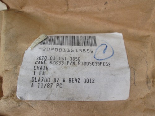 New NOS Chain P1005038PC52 NSN 3020-01-151-3856 Aviation Military Airplane Heli - Picture 3 of 3
