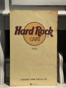 VTG Hard Rock Cafe Paris France Restaurant Laminated Menu