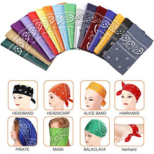 16 Pcs Bandanas Multi-Purpose Bandanas Paisley Cowboy Polyester Headbands - Picture 2 of 6