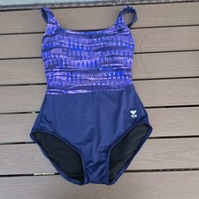 TYR Women's Stripe Scoop ControlFit 1 Pc Swimsuit Purple Fitness SZ 8 New Sample