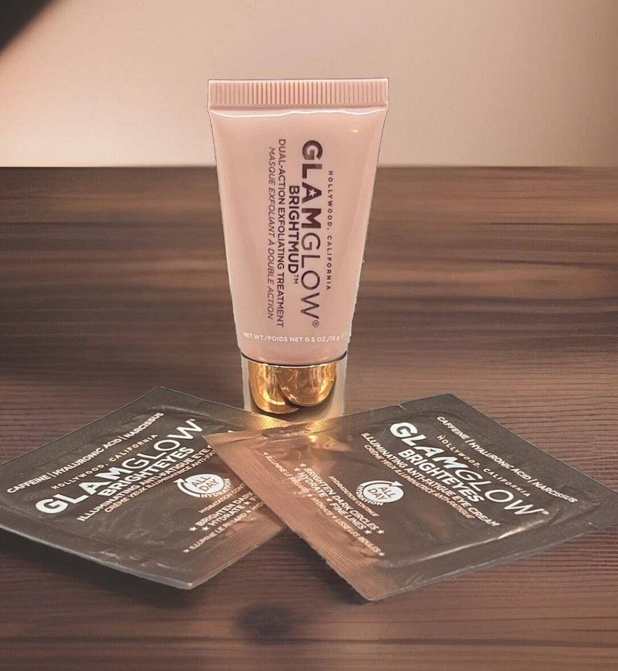 GLAMGLOW Brightmud Exfoliating Mask .5oz PLUS 2 Bright Eyes Eye Cream Sealed - Image 2 of 4