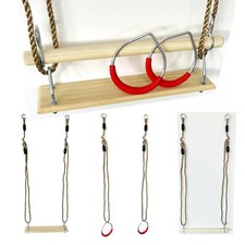 Trapez Schaukelsitz Turnringe Holztrapez Ringe Spielturm Set Holz Metall Kinder