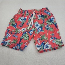 Kanu Surf Board Shorts Mens Large Corral Parrot Tropical Print Drawstring Lined