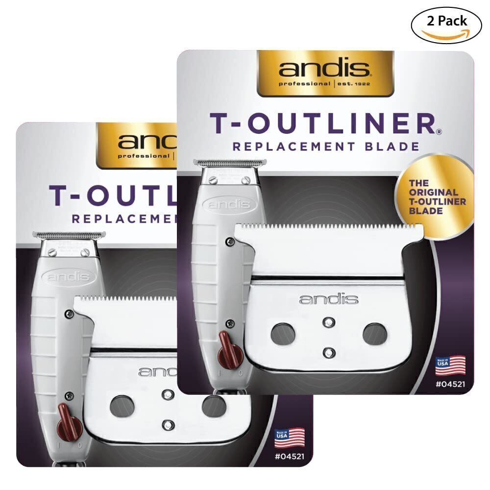 2 Pack Andis #04521 Replacement T-Blade for T-Outliner Trimmer GTO/GO/ORL/SL/SLS