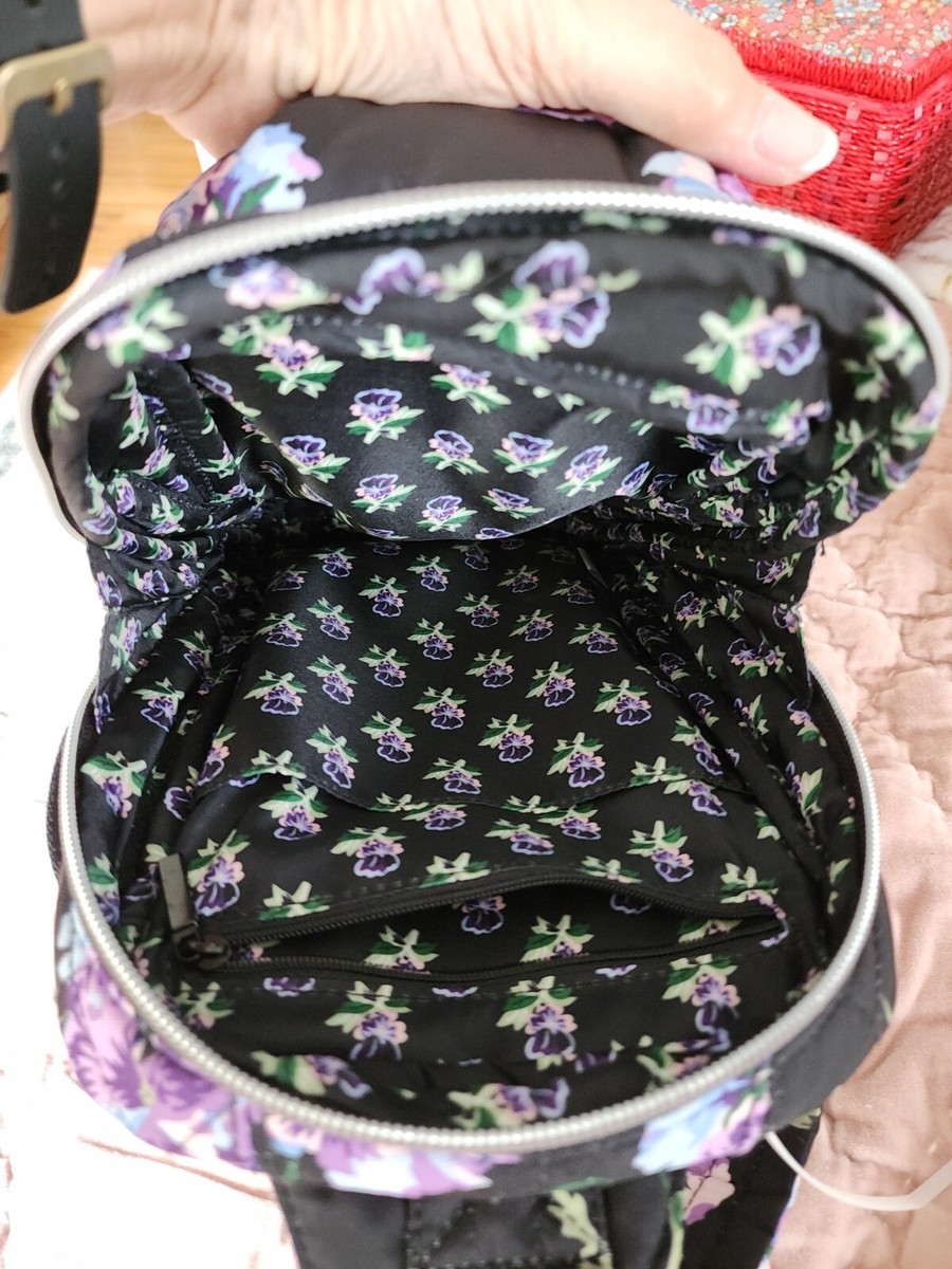 VERA BRADLEY Utility Sling Backpack Belt Bag Floating Plum  display picture 1