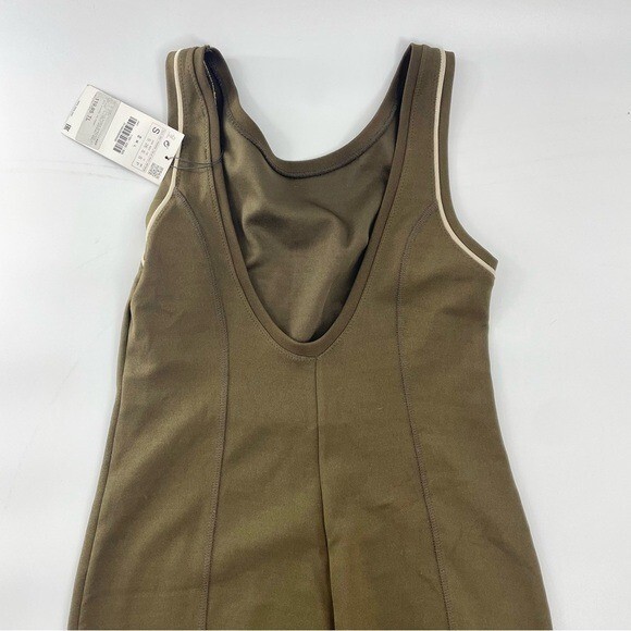 NWT ZARA Chocolate Brown Stretch Scoop Back Minimals Neutral Bodycon Midi Dress thumbnail 9