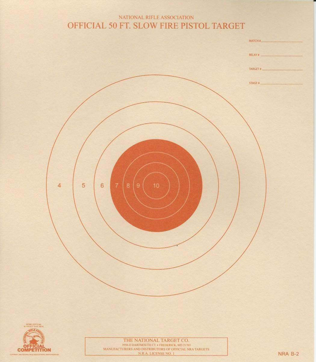 B-2 Orange [B2(orange)] 50 Foot Slow Fire Pistol Target (100) Tag, FREE ...
