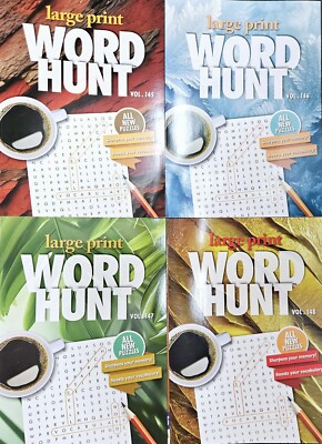 Set Of 4 New Papp Puzzle Books Large Print Word Hunt Search Find Volumes 145-148