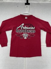 Arkansas Razorbacks Football Shirt Adult Small Maroon Red Long Sleeve Tee Men