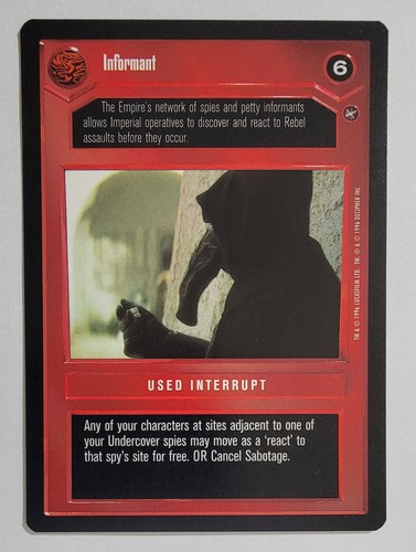 Star Wars CCG A New Hope BB Limited Rare & Uncommon DS Dark Side Singles SWCCG - 第 18/51 張圖片