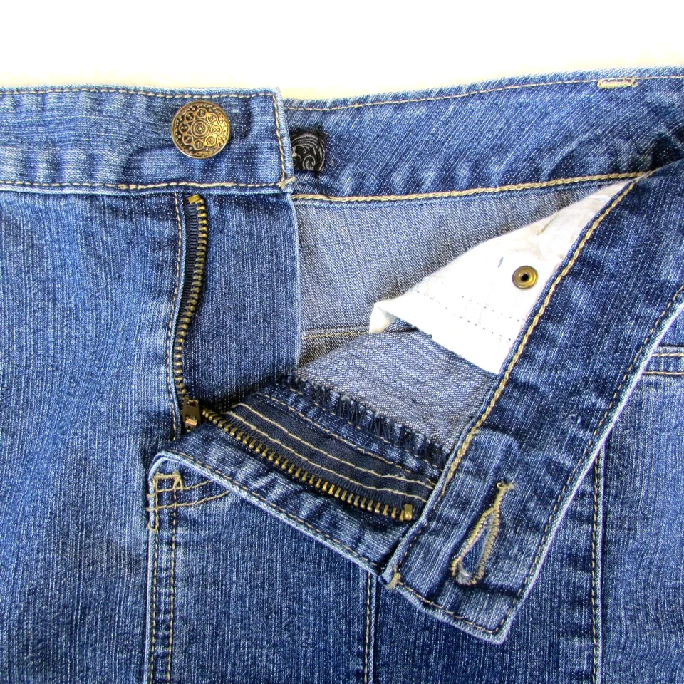 Baccini джинсовой ткани юбка Midi панели синий Jean размер 10 трапециевидный эластичной кожи нашивка - Изображение 3 из 4