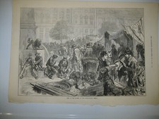 Antique 1874 Market At The Donhofs Platz Berlin Germany Wood Engraved PRINT